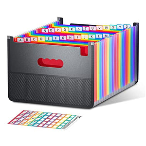 ThinkTex 26 Pockets Expanding File Folder, Upright & Open Top, A-Z Colorful Tabs, Larger Capacity Accordian Folder, Letter/A4 Size for School, Home and Office