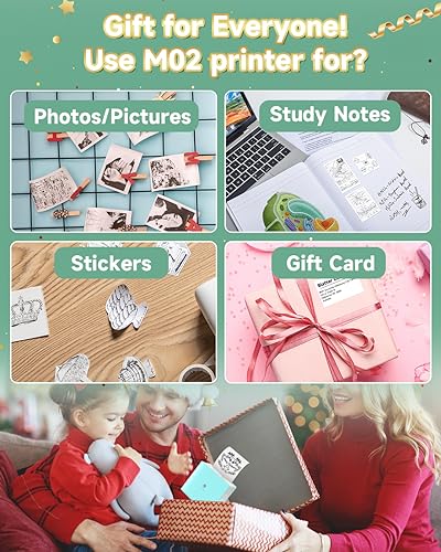 Phomemo M02 Sticker Printer- Mini Printer Portable Thermal Printer Inkless Pocket Printer Bluetooth Photo Printer for Learning Assistance, Study Notes, Journal, Fun, Work-Decoupage Paper