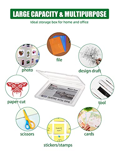 Denkee 4 Pack A4 File Portable Project Case, Plastic Storage Box for 8.5&quot; x 11&quot; Letter Paper, Scrapbook Paper Storage Boxes Documents Magazines Holder (Inner Size 12.2 x 8.9 x 0.7 in)-Decoupage Paper