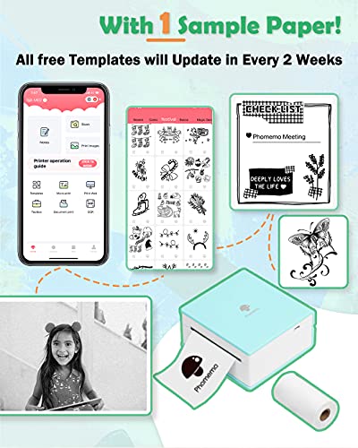 Phomemo M02 Sticker Printer- Mini Printer Portable Thermal Printer Inkless Pocket Printer Bluetooth Photo Printer for Learning Assistance, Study Notes, Journal, Fun, Work-Decoupage Paper