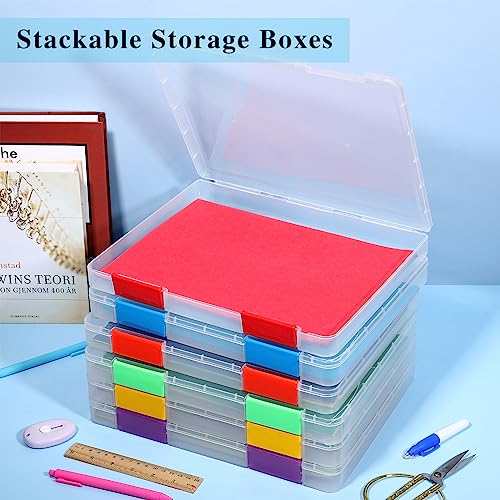 PerKoop 6 Pcs Clear A4 File Box Document Plastic Storage Box Paper Plastic Case Board Game Storage Containers Magazine Protector File Holder Organizer Box Plastic with Buckle Office School Supplies-Decoupage Paper