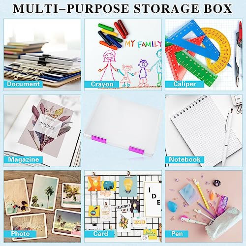 PerKoop 6 Pcs Clear A4 File Box Document Plastic Storage Box Paper Plastic Case Board Game Storage Containers Magazine Protector File Holder Organizer Box Plastic with Buckle Office School Supplies-Decoupage Paper