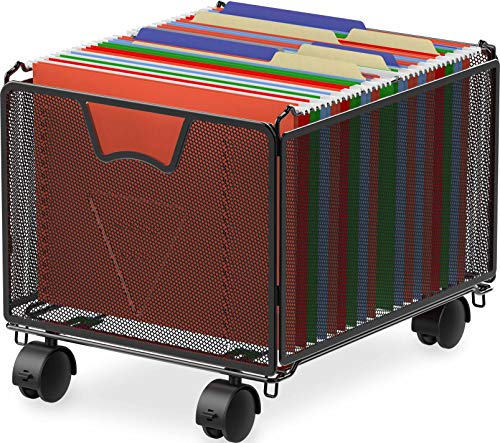 SimpleHouseware Stackable Mesh Hanging File Organizer with Wheels, Black-Decoupage Paper