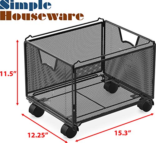 SimpleHouseware Stackable Mesh Hanging File Organizer with Wheels, Black-Decoupage Paper