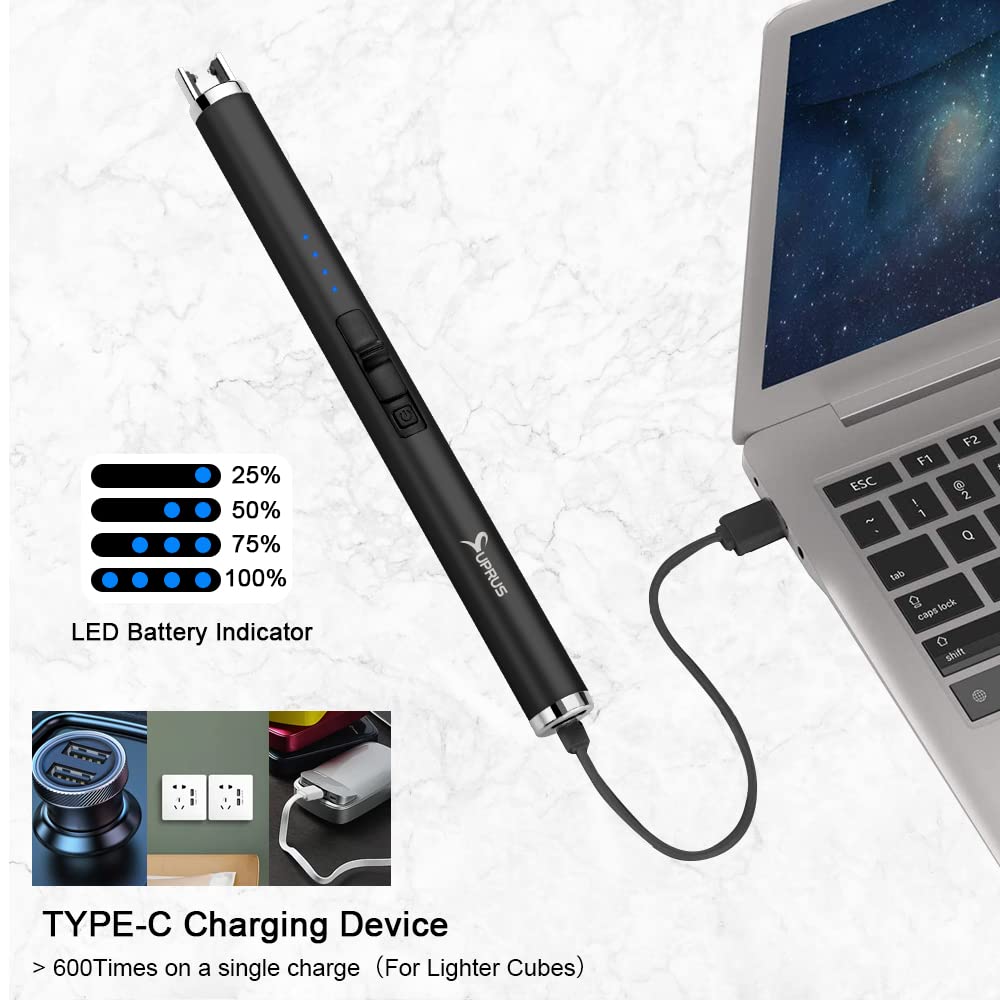 SUPRUS Lighter Electric Candle USB Type C Rechargeable Lighter with Upgraded LED Battery Display Safety Switch Flameless Plasma Windproof for Cooking BBQs Fireworks-Decoupage Paper