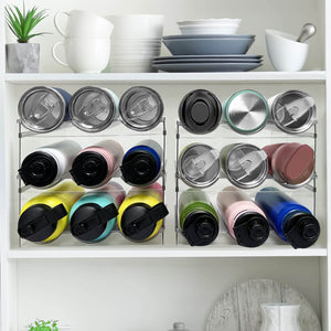 Spaclear 3 Pack Water Bottle Organizer, Stackable Kitchen Home Organization and Storage Rack, Plastic Tumbler Holder for Kitchen Cabinet Cupboard Fridge Organizer and Storage, Wine Mug Cup Organizer