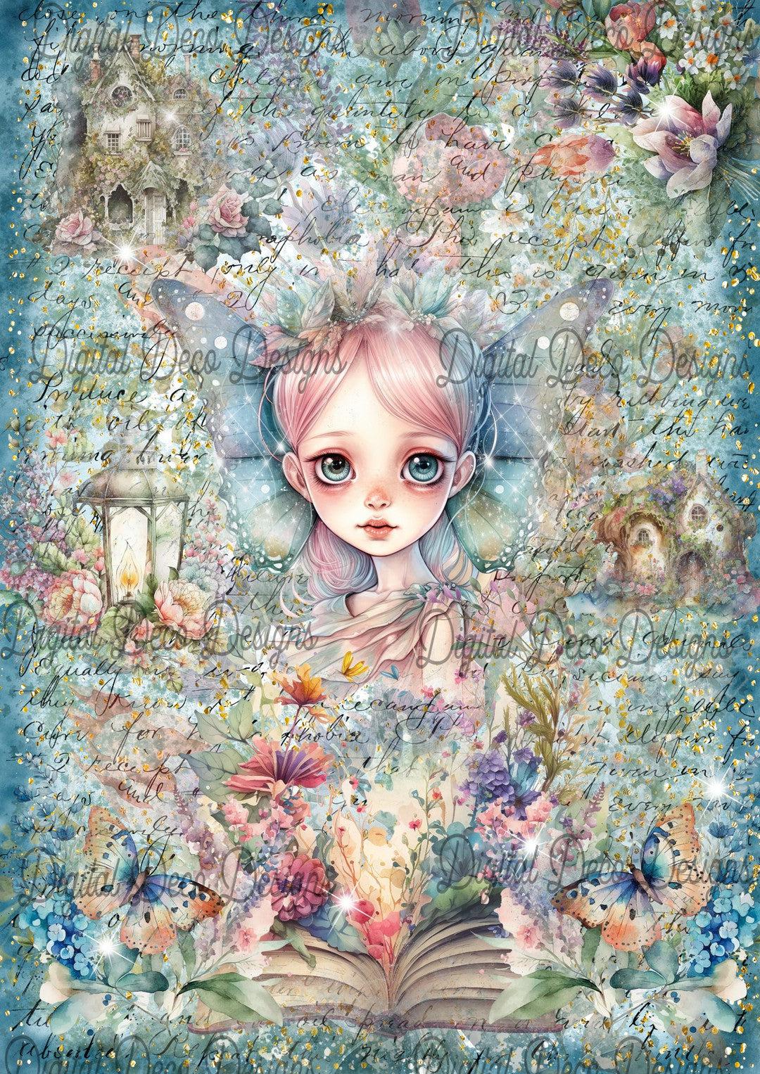 Fairy Sisters: Lucy Blue (#B032)-Digital Deco Designs