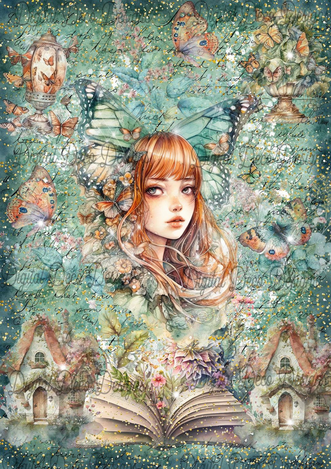 Fairy Sisters: Esmerelda Green (#B031)-Digital Deco Designs