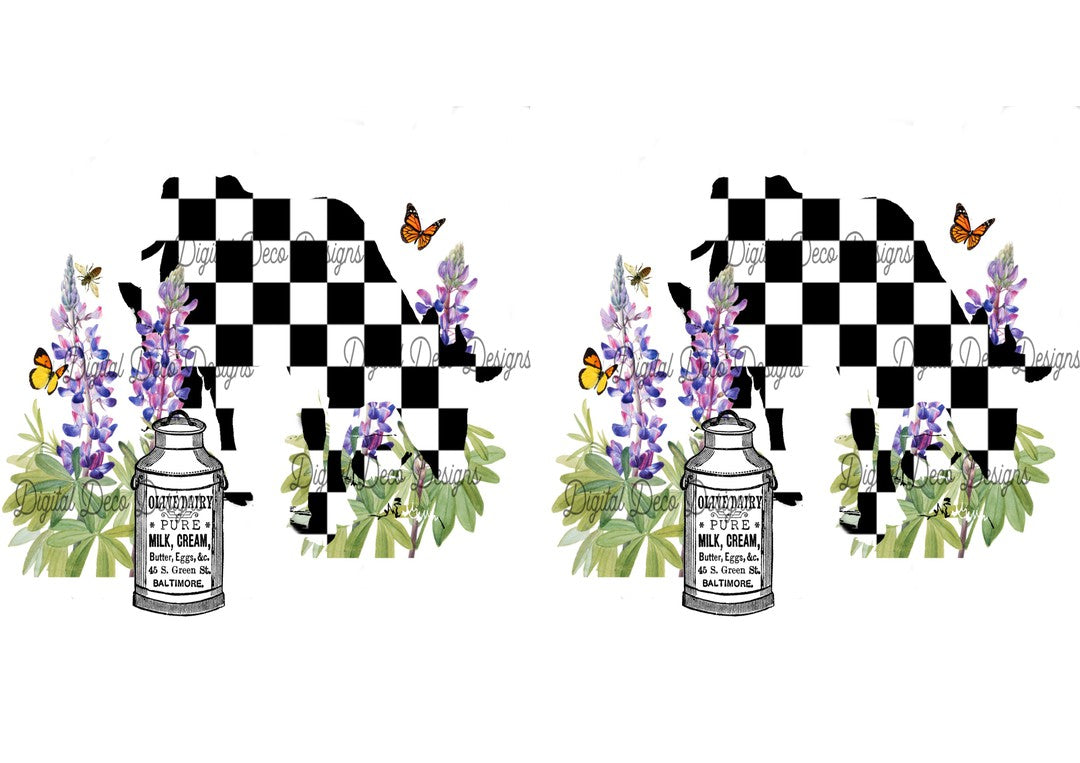 Checked Cow Combo Minis (#A081)-Digital Deco Designs