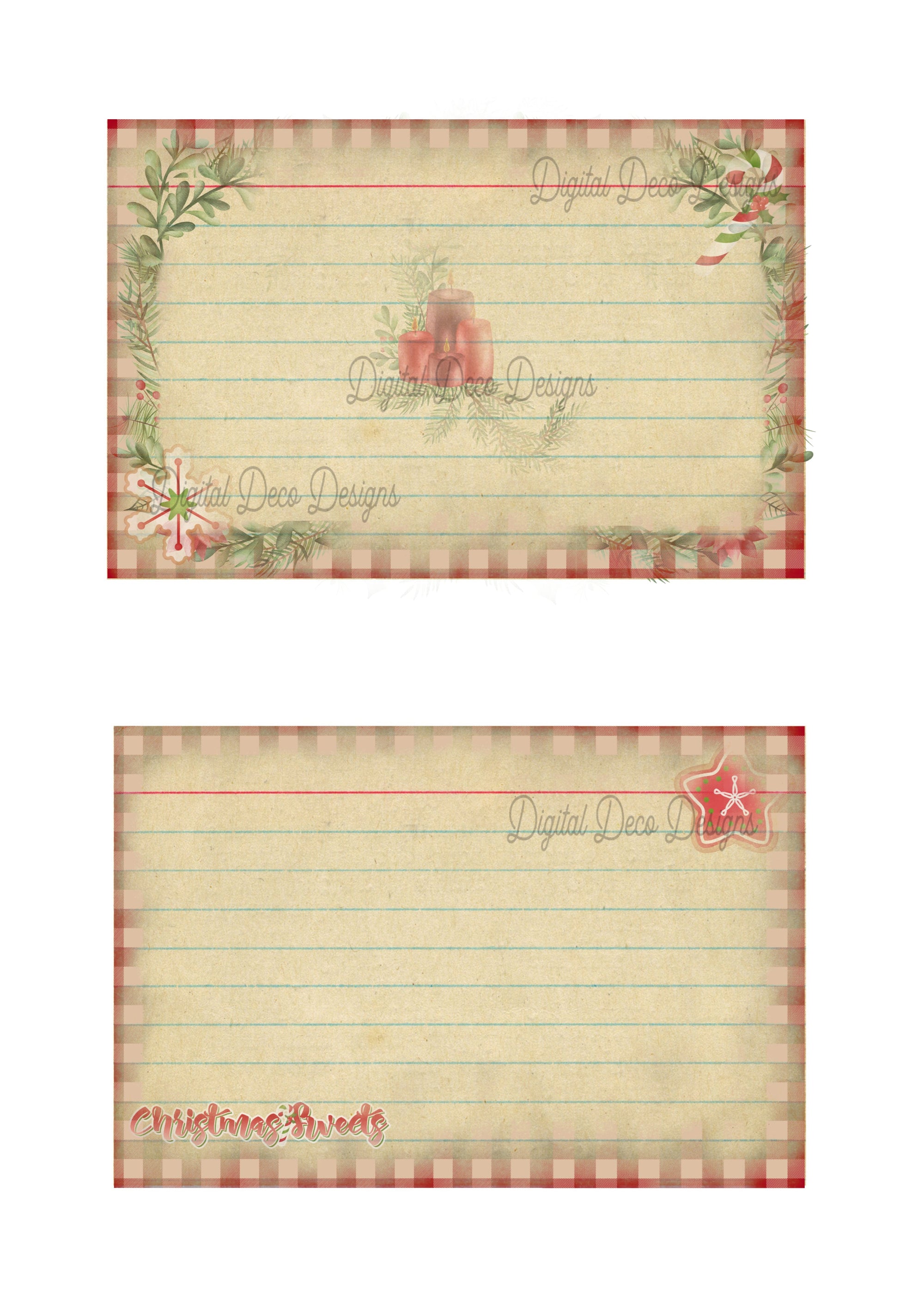 Christmas Country Cake Recipe Cards (#A088)