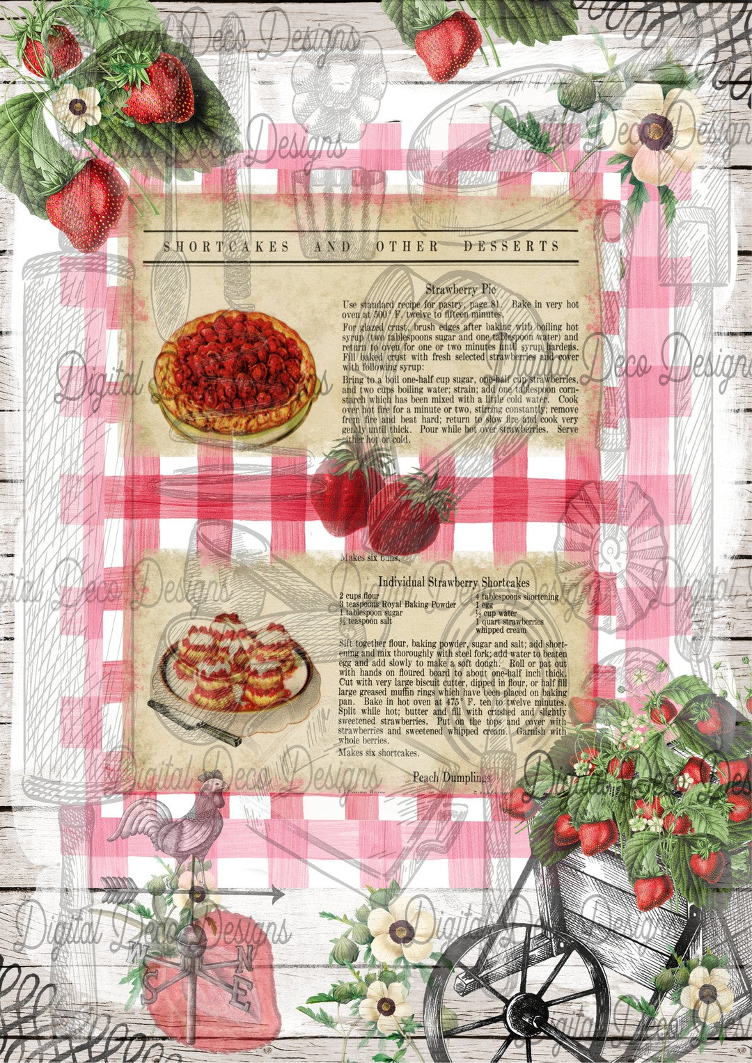Country Strawberry Pie (#B015)-Digital Deco Designs