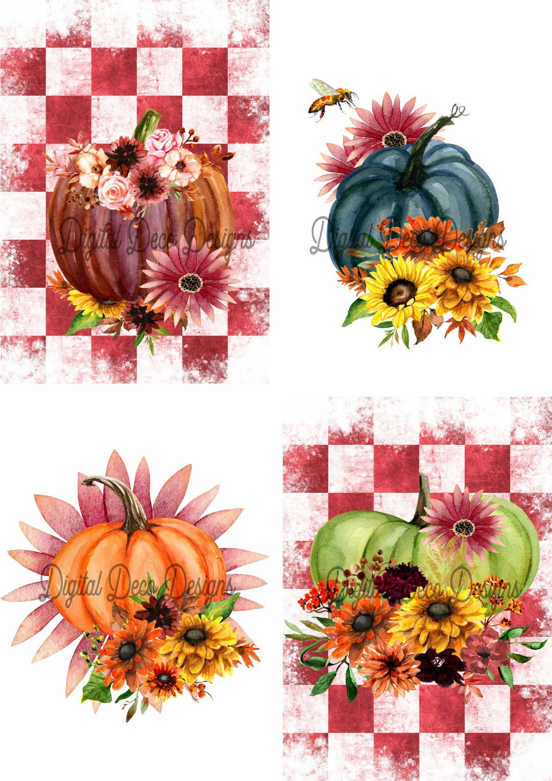 Fall Whimsy Pumpkins Collage Sheet (#B044)-Digital Deco Designs