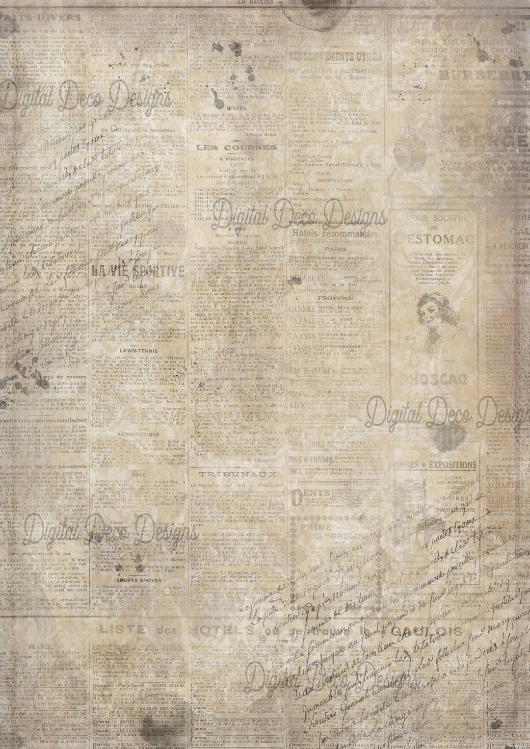 Grunge Paper Vintage Yellow (#B069)-Digital Deco Designs