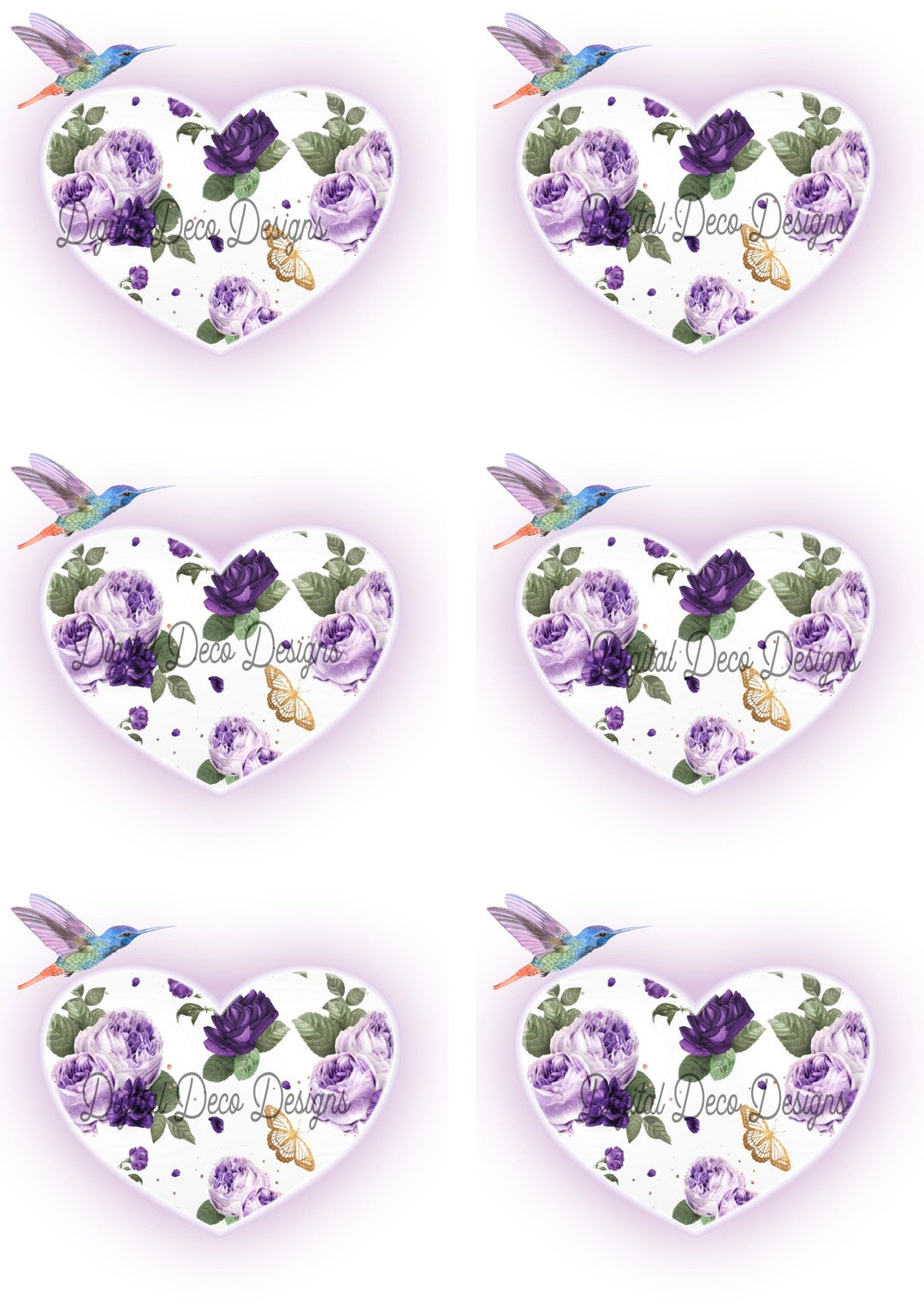 Heart Of A Hummingbird Collage Sheet (#B085)-Digital Deco Designs