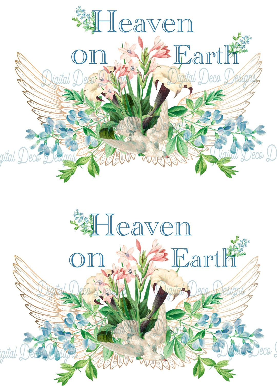 Heaven On Earth Bouquet Quotes (#B094)-Decoupage Paper