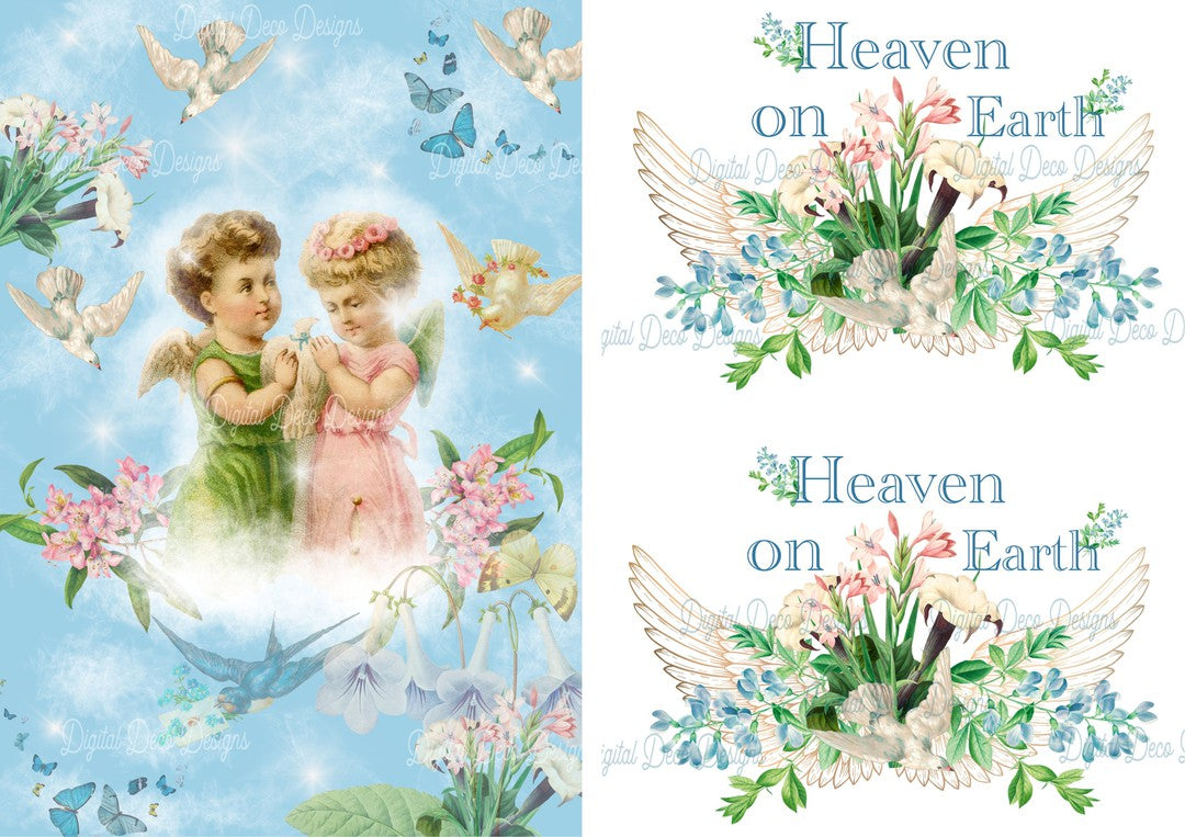 Heaven On Earth Bouquet Quote Combo Sheet (#B093)-Decoupage Paper