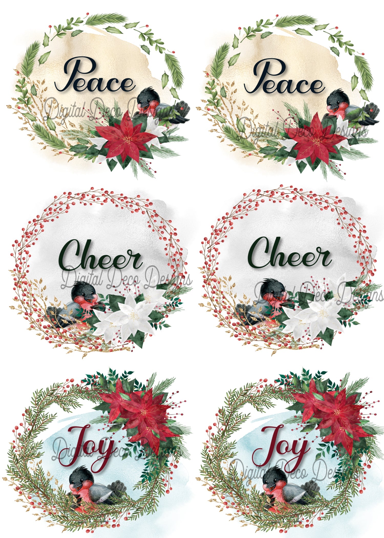 Holiday Cheer Wreaths Collage Sentiments (#B098)