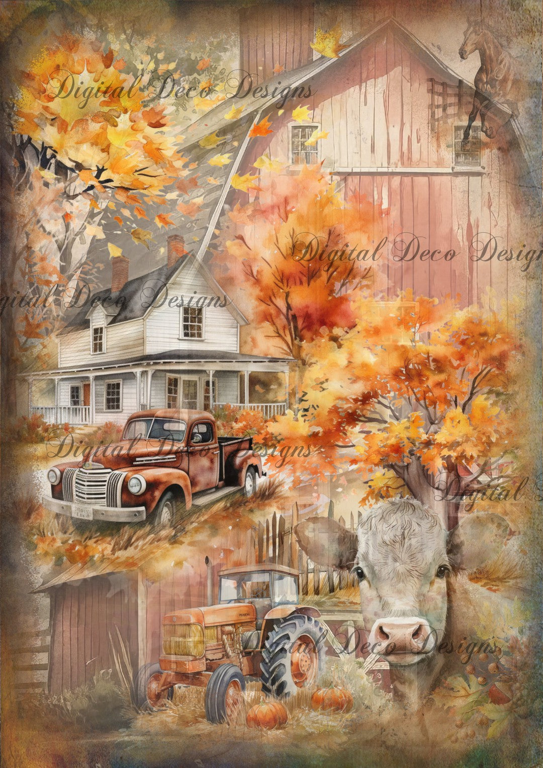 Hometown Farm (Prints Perks) (#C010)-Decoupage Paper