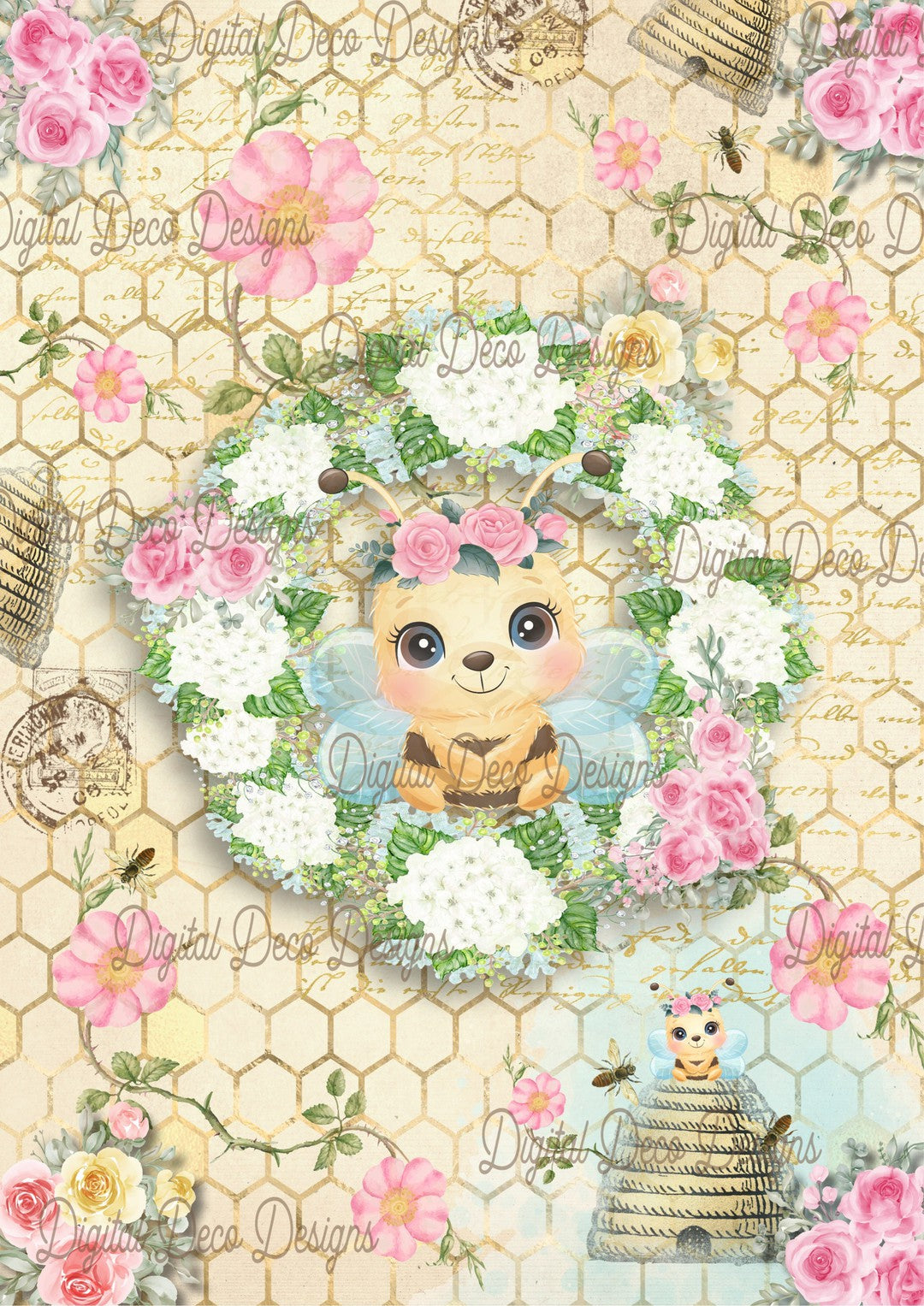Hunny Bee (#C017)-Digital Deco Designs