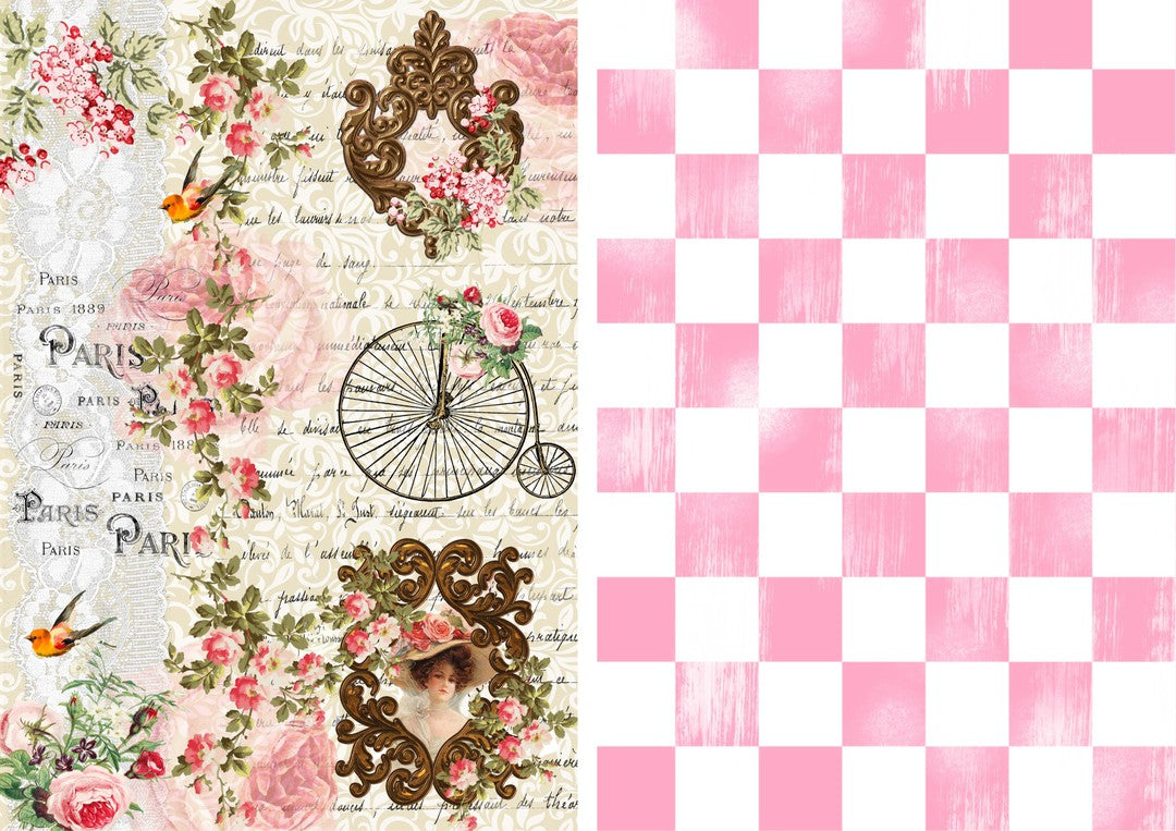 Paris and Pink Checks Combo Sheet (#C098)-Digital Deco Designs