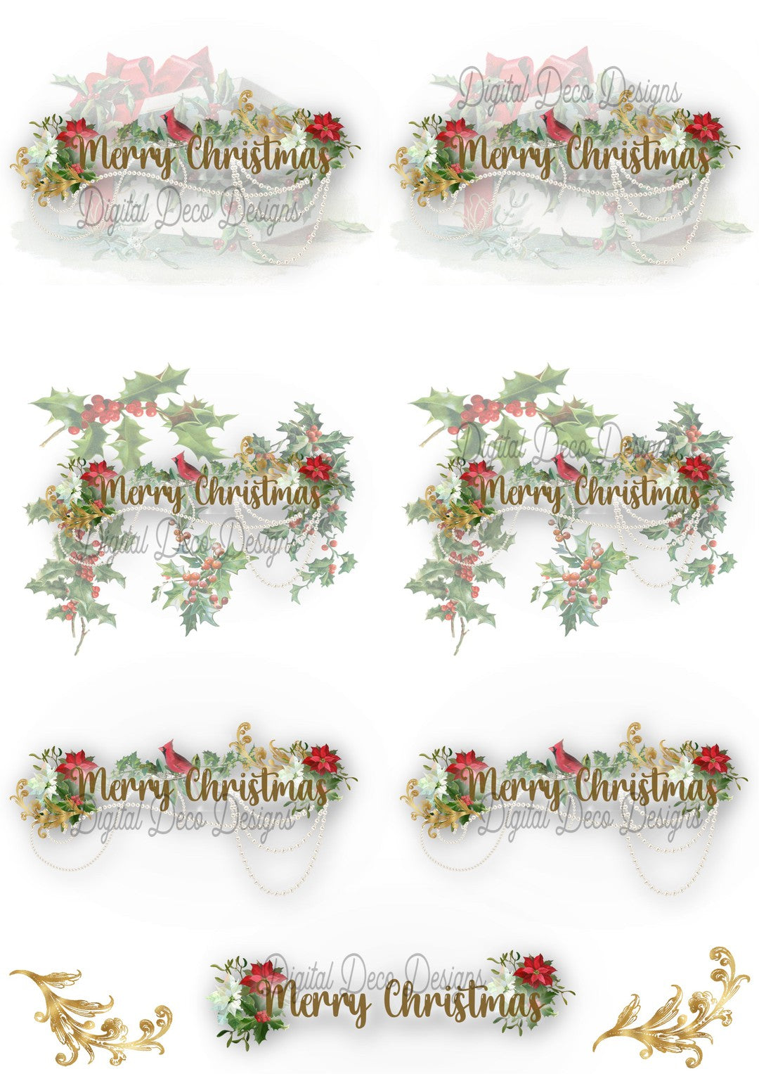 Merry Christmas Present Pearls Collage Sheet (#C064)-Digital Deco Designs