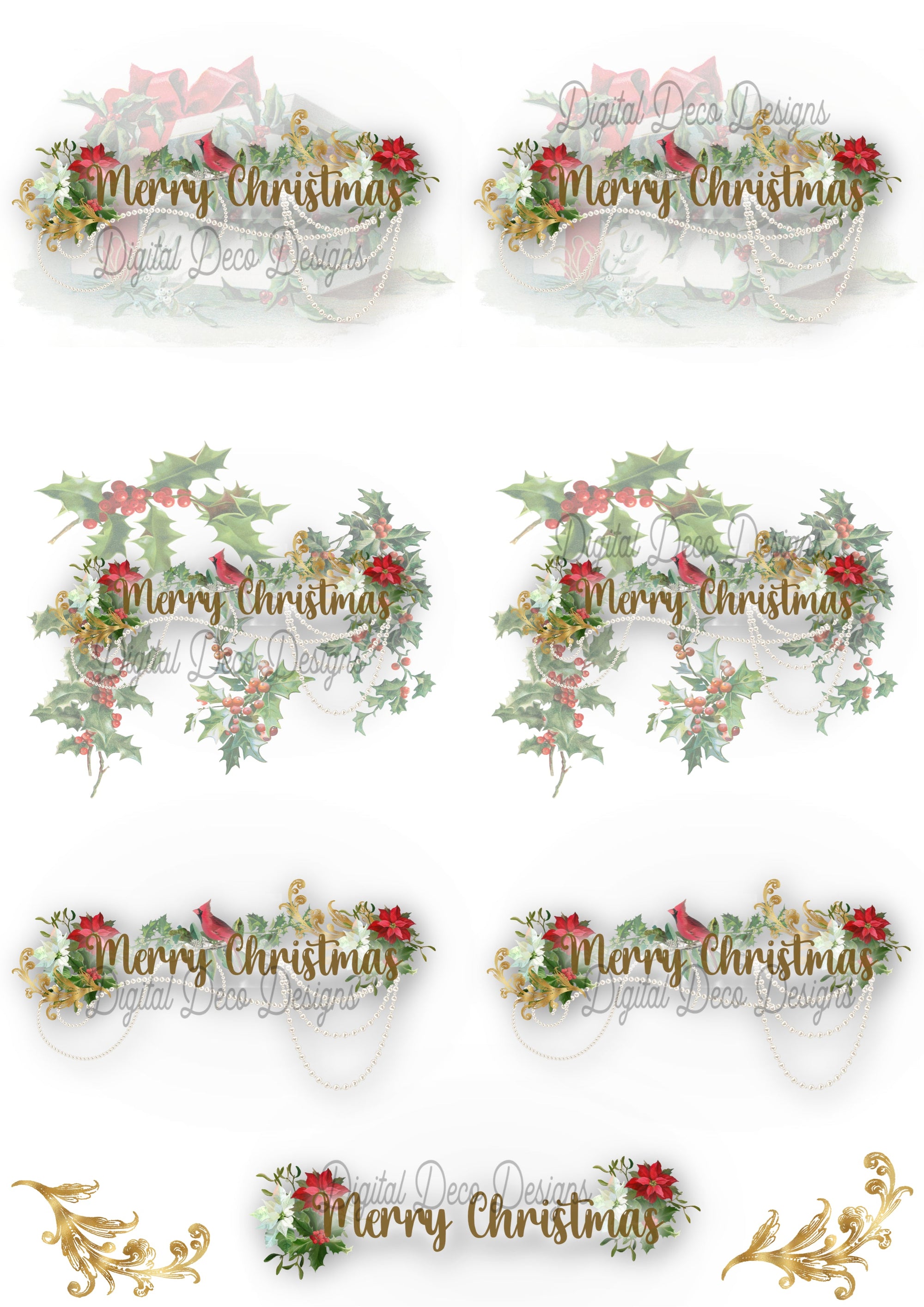 Merry Christmas Present Pearls Collage Sheet (#C064)