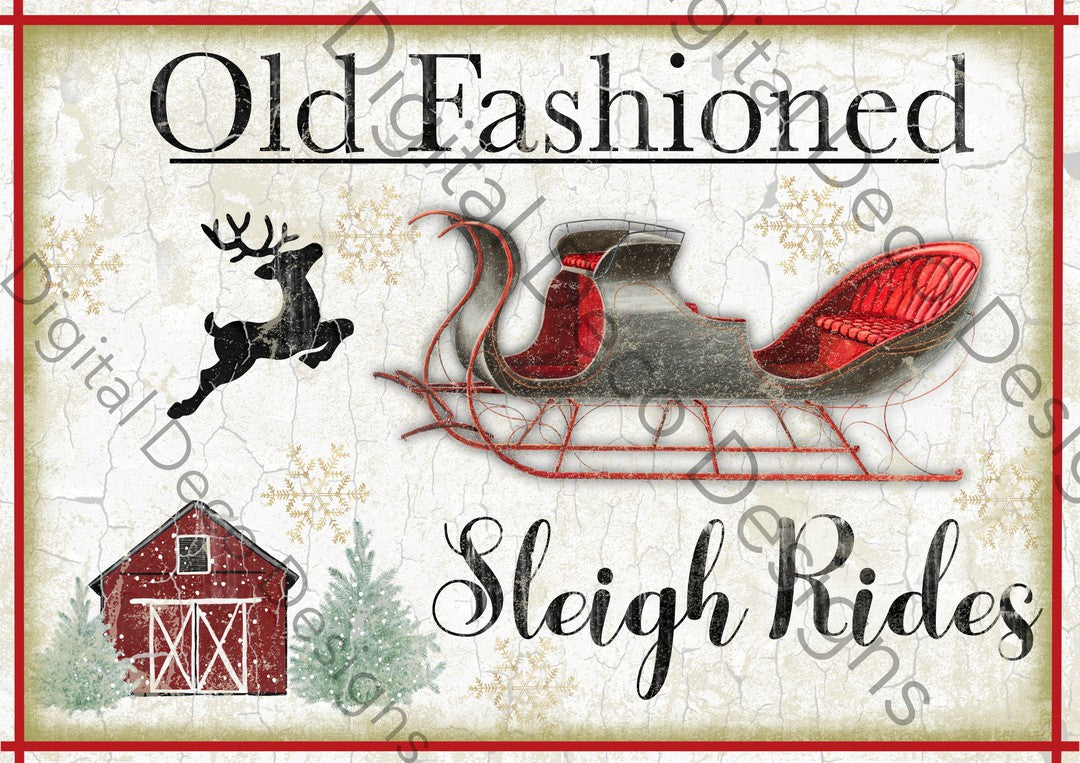 Old Fashioned Sleigh Rides (#C087)-Digital Deco Designs