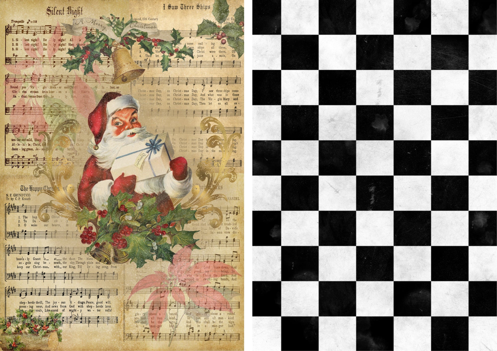 Old Santa and Black Checks Combo Sheet (#C089)