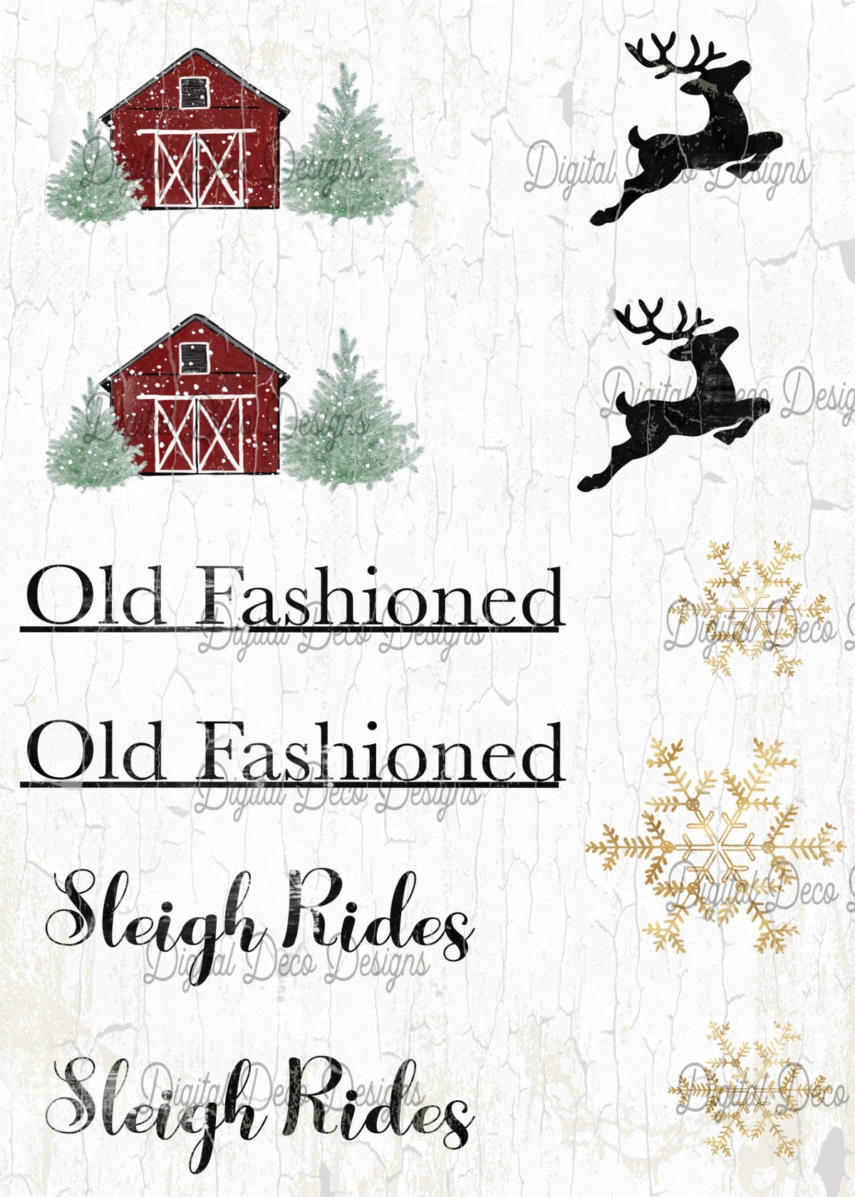 Old Fashioned Sleigh Rides Collage Quotes/Sentiments (#C088)-Digital Deco Designs