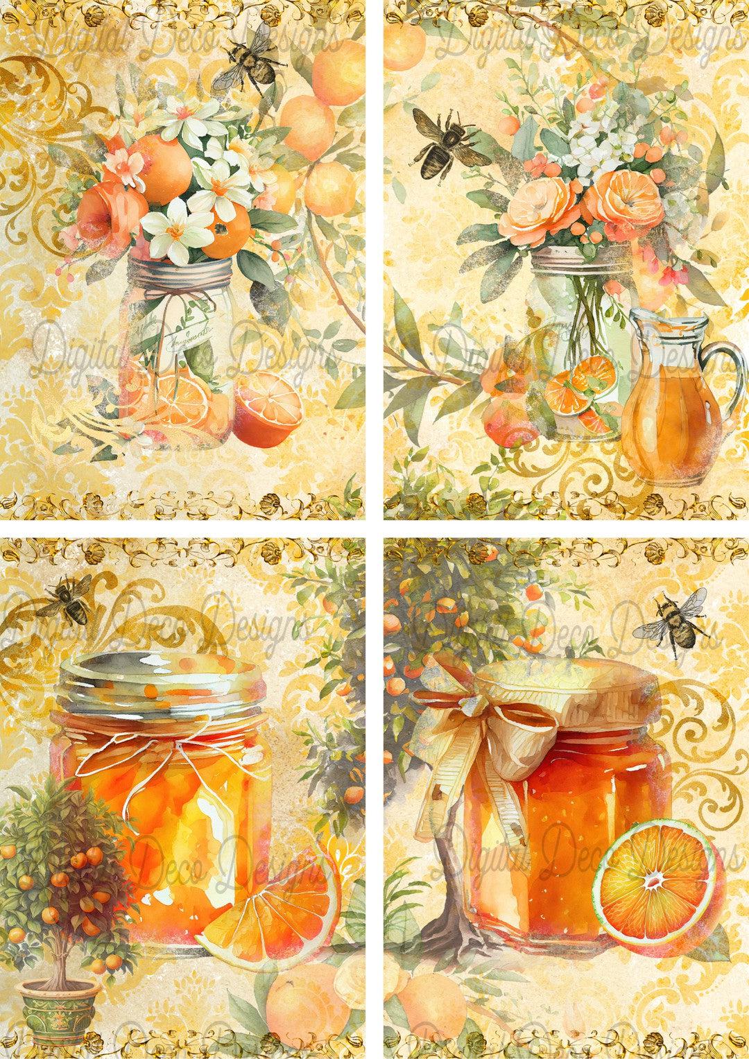 Orange Delight 4 Collage Sheet (#C094)-Digital Deco Designs