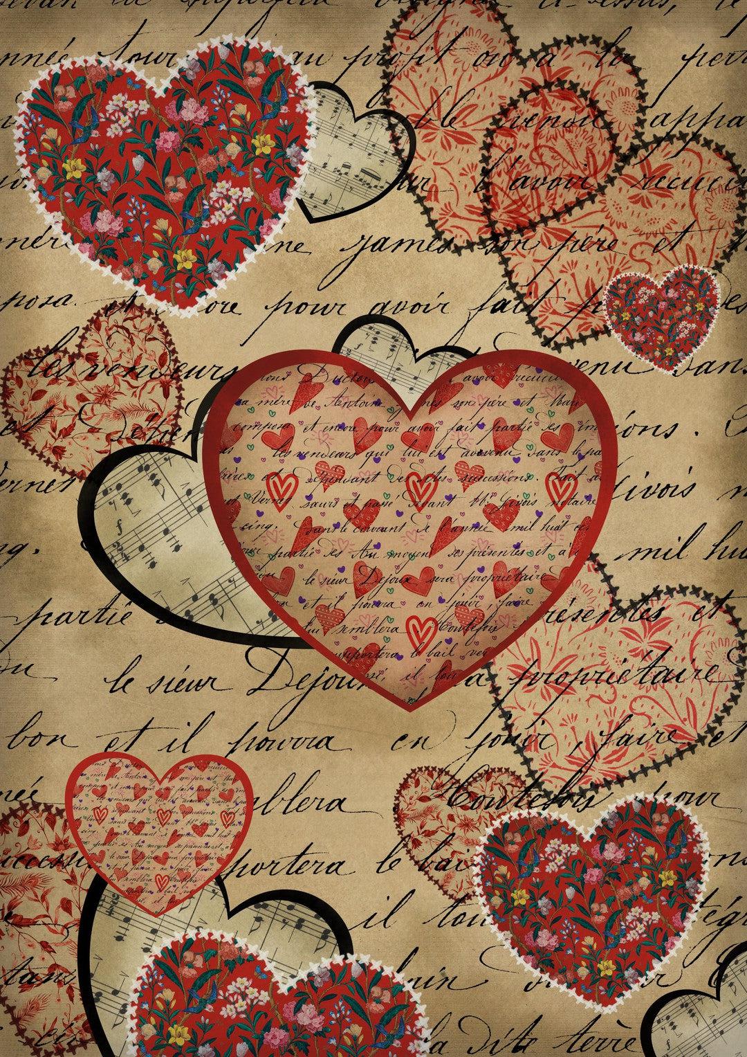 Paper Hearts (#C097)-Digital Deco Designs