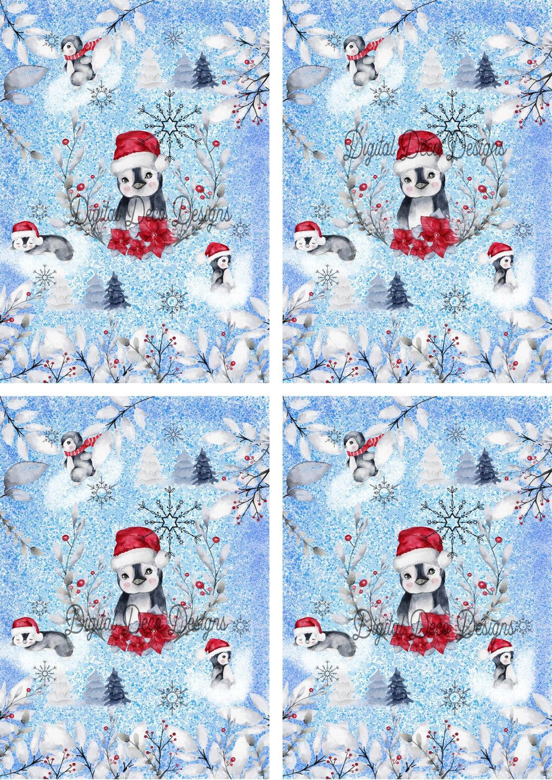 Penguin Play 4 Collage Sheet (#D004)-Digital Deco Designs