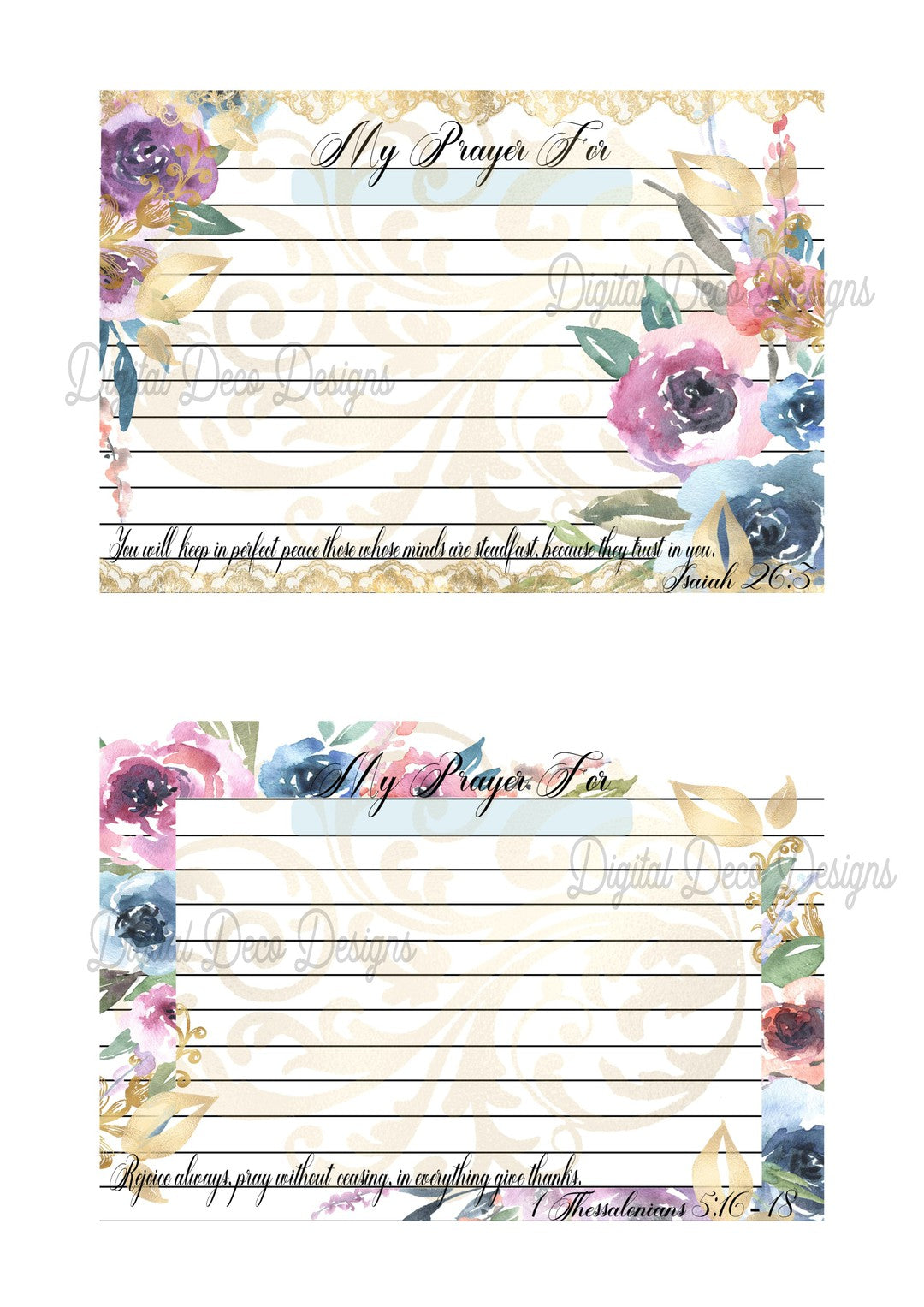 Floral Prayer Cards (#B052)-Digital Deco Designs