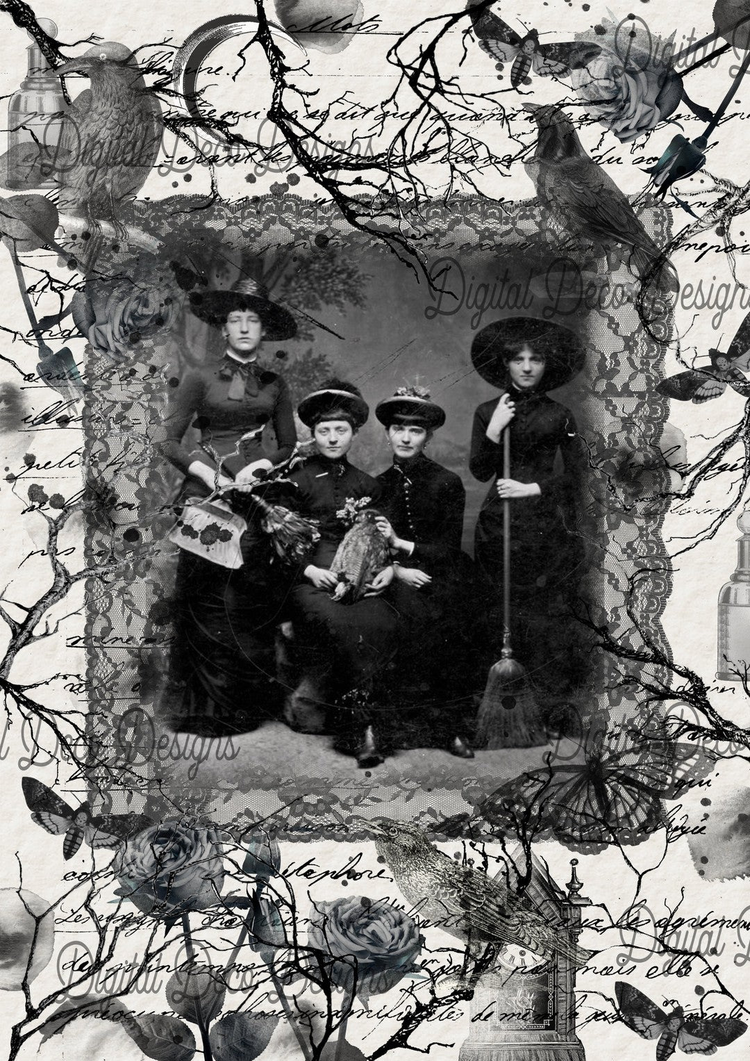 Real Vintage Witches (#D072)-Decoupage Paper