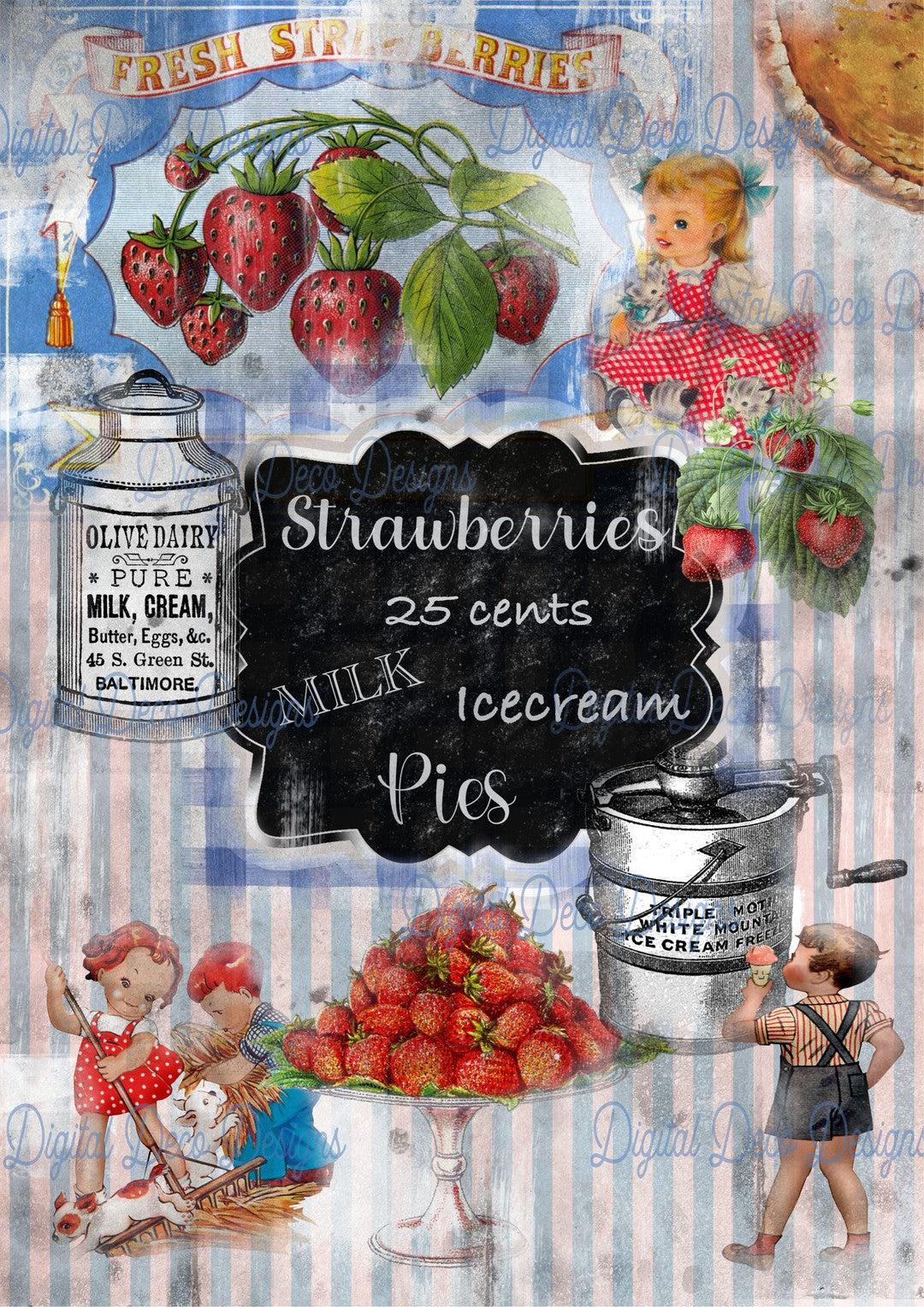 Strawberry Farm (#E039)-Digital Deco Designs