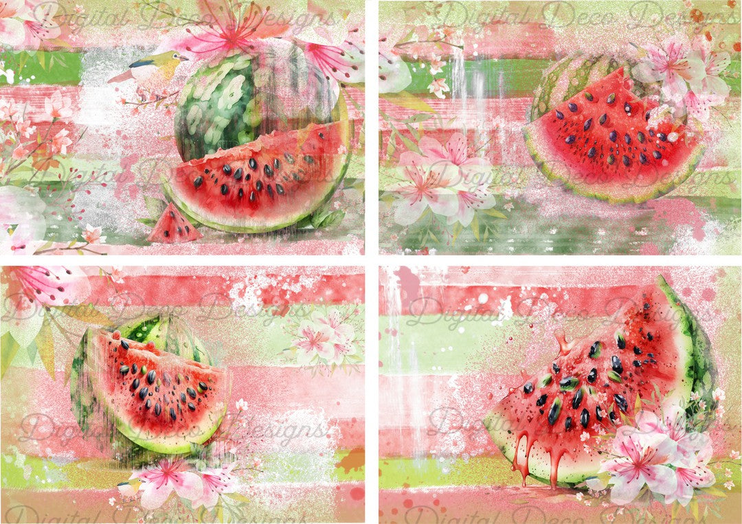 Watermelon Smash 4 Collage Sheet (#F005)-Digital Deco Designs