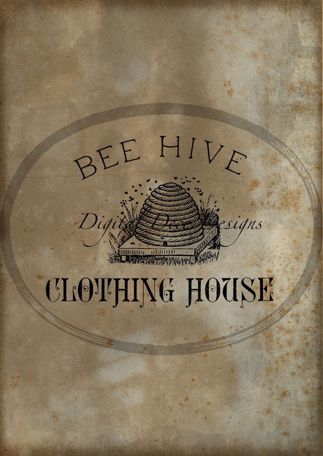Primitive Bee Hive (#D049)-Digital Deco Designs