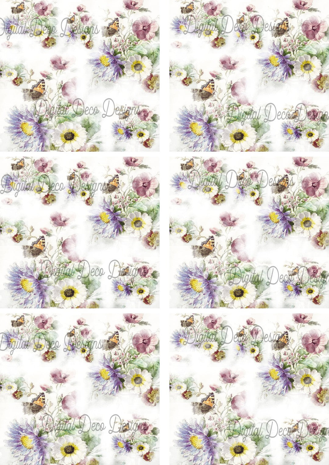 Wildflower Fog Collage Sheet (#F017)-Decoupage Paper