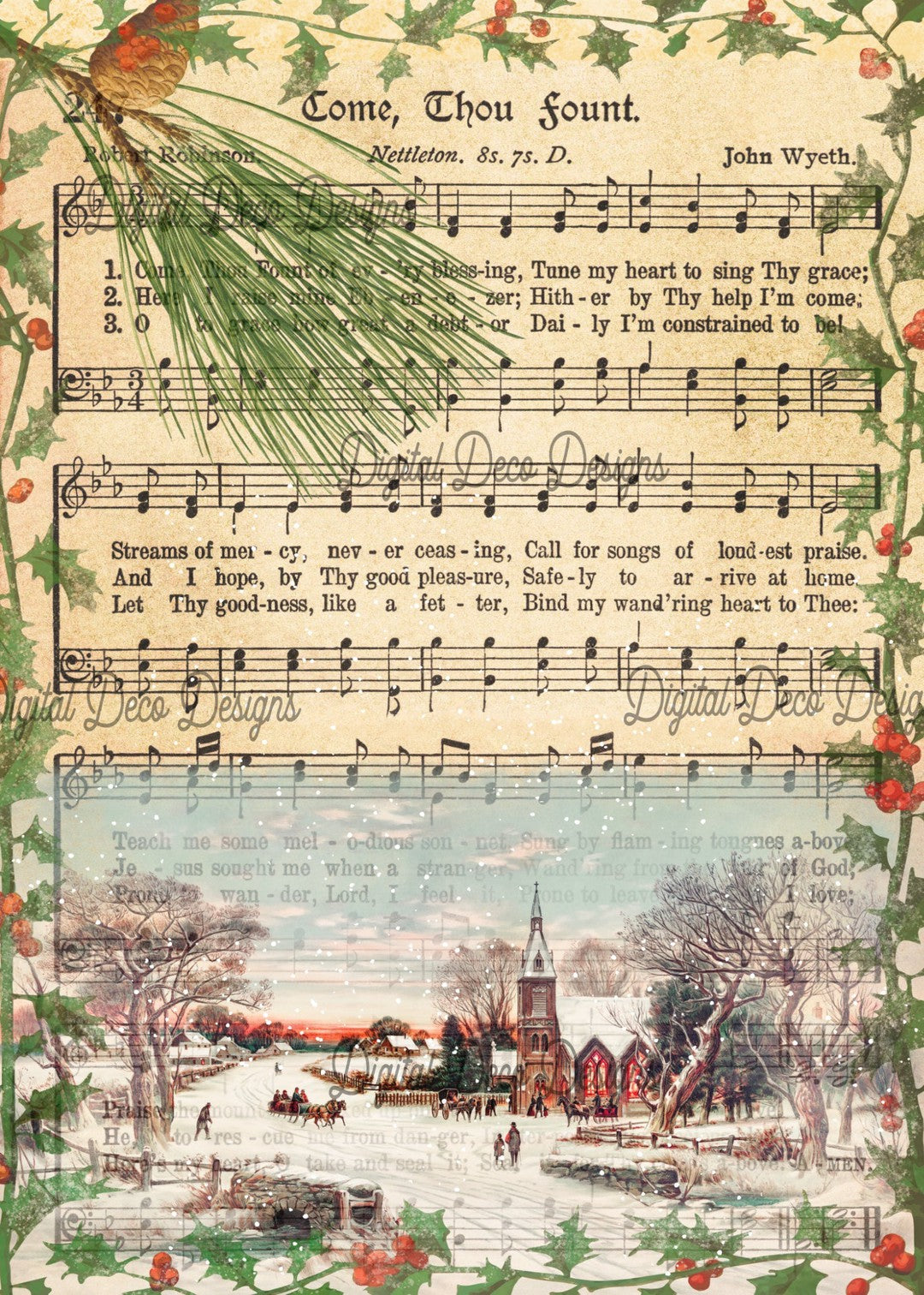 Christmas Snow Day Afternoon (#A092)-Digital Deco Designs