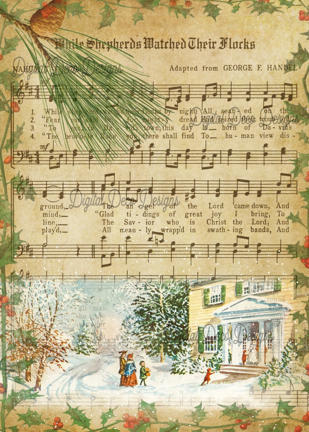 Christmas Snow Day Morning (#A095)-Digital Deco Designs